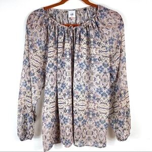 CAbi Siena Floral Sheer Boho Peasant Blouse 5028